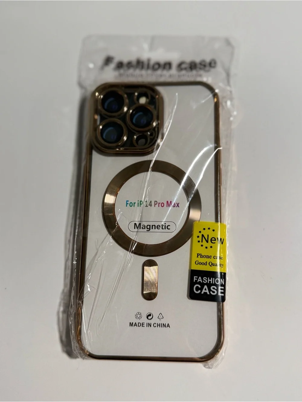 Magnetic Clear White and Gold Phone Case for iPhone 14 Pro Max